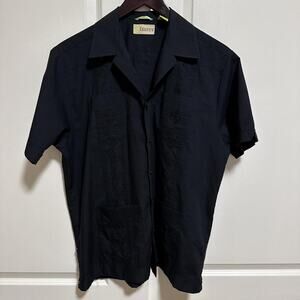 Cubavera Black Button Up Dress Shirt size M